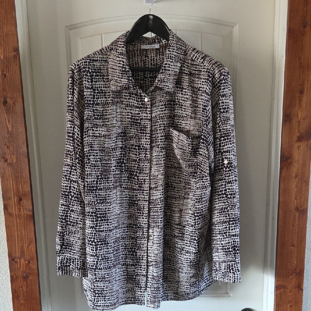 Calvin Klein Black and White Women's Blouse